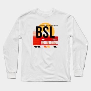 Basel (BSL) Airport // Sunset Baggage Tag Long Sleeve T-Shirt